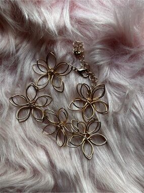 Gold Floral Link Bracelet - Women Jewelry